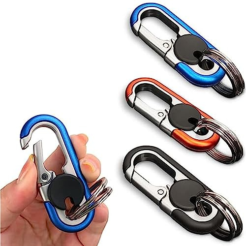 3 Pezzi Portachiavi Auto Donna Uomo, Moschettone Portachiavi Multifunzione, con 6 Portachiavi, Portachiavi in Metallo per Auto Come Regalo d'Affari per Uomini e Donne (colore)