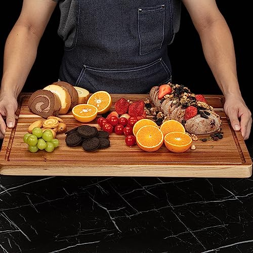 Garvee 24 x 18 in Extra Large Acacia Cutting Boardfor Kitchen, Countertop Cutting Board with Juice Groove, Chopping Boards for Meal Prep and Serving, Wooden Carving Board for Turkey