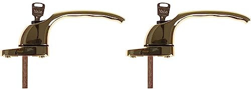 Yale P-YWHLCK40N-PC Universal Window Handles, fits Right or Left Handed Windows, 40mm Spindle, Lockable, Visi Packed, Suitable for PVCu Windows, Polished Gold Finish (Pack of 2)