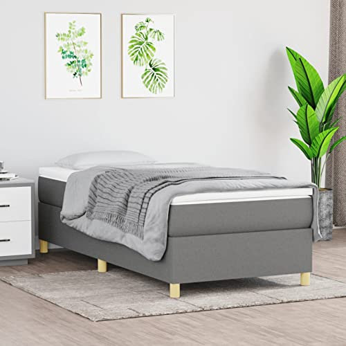 Festnight Polsterbett 80 x 200 cm, Bett Komplett, Set mit Matratze, Lattenrost, Boxspringbett mit Matratze Stoff, Bett mit Matratze,Bett mit Lattenrost und Matratze Dunkelgrau