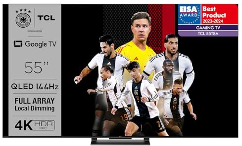 TCL 55T8A Fernseher, 55 Zoll QLED, HDR 1000 nits, Full Array Local Dimming, IMAX Enhanced, 144Hz VRR, Dolby Vision&Atoms TV Powered by Google