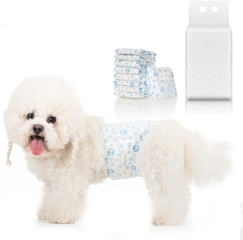 Disposable Dog Diapers Male,20 Count Adjustable Male Dog Wraps with Leak Proof Fit, Puppy Diaper Liners Ultra Absorbent Doggie Diapers for Male Dogs Incontinence, Excitable Urination