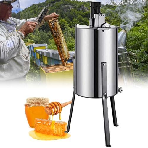 XDLYWUZIQ Elektrischer Honigschleuder-Separator, 2/3/4-Rahmen-Honigschleuder, Wabenschleuder-Trommelextraktionsausrüstung Aus Edelstahl in Lebensmittelqualität,Electric3Frame
