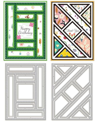 GLOBLELAND Splicing Rectangular Background Frame Cutting Dies for Card Making Triangle Background Die Cuts Cutting Dies Template for DIY Scrapbooking Album Craft Decor