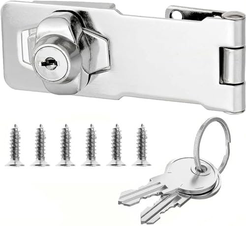 Litensh Cerradura de cerrojo, cerradura de puerta, cerradura de cajón, cerradura de armario, Cierre de Hebilla Candado,Cerrojo de Candado, cerradura de llave (2.5 pulgadas)