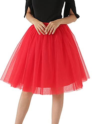 Jupe Plissee Femme Grande Taille- Jupe Tutu Femme Taille Haute-Jupes Femmes Couleur Pures Bouffante Multi-Layer Couleurs Variées Parties Celebration Tulle Jupes Carnaval de Costumes pour Fete Bal