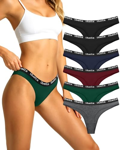 Libella Stringtrosa dam bomull trosor med låg midja 6-pack 3207, Flerfärgad-8, S
