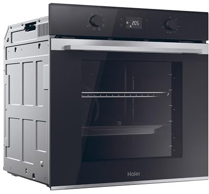 Haier ID Series 2 H6 ID2P3T1HTX - Horno Multifunción Hidrolítico, 78L, Cocción multinivel, 9 Funciones, Display táctil y mandos giratorios, Guía Telescópica, 2 Cristales en puerta, Negro e Inox