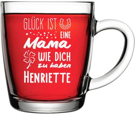 polar-effekt Glas Teetasse 340 ml mit personalisierter Gravur - Kaffeeglas für Mama - spülmaschinenfest und BPA-Frei - Geschenk zum Muttertag