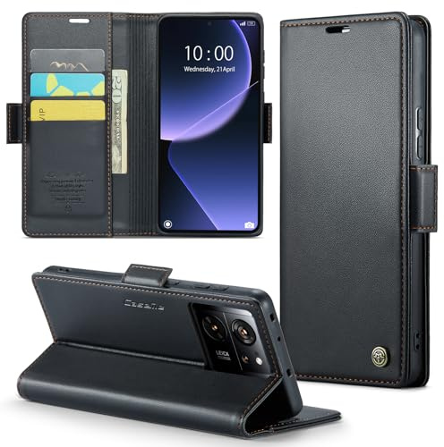 Phernykas Handyhülle für Xiaomi 13T Pro Klapphülle, Leder Wallet mit Standfunktion und Kartenfächern Cover Xiaomi 13T Pro 360 Grad hülle Stoßfeste Flip Case (Schwarz)