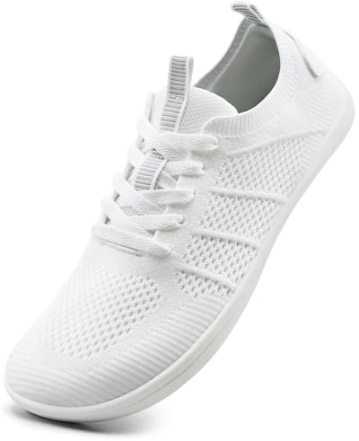 IceUnicorn Breite Barfuss Schuhe Damen Barfußschuhe Leichte Zero-Drop Atmungsaktiv Unisex Herren Minimalistische Outdoor(555Weiß,38EU