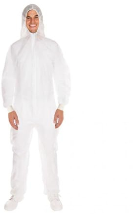 FRANZ MENSCH 50 Stück Hygostar Overalls mit Bündchen | PP, weiß, XXL, Karton, Einweg Overall, Hygienebekleidung, Schutzanzug