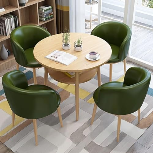 Modernes Konferenztisch-Set mit 4 Stühlen, modernes Büromöbel für kleine Besprechungsbereiche, dunkelgrüne PU-Ledersitze