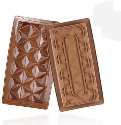 2 Piezas Moldes de Chocolate de Silicona Profundo, 2025 Nuevo Modelo de Molde de Silicona para Barra de Chocolate Profundo, Molde Multifuncional para Chocolate Profundo Dubai, con 2 Raspadores