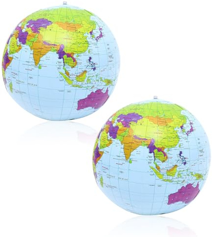 OUDQFCJ 2 Pcs Globo del Mundo Inflable Mapa Terráqueo Hinchable para Profesor y Juego en la Playa