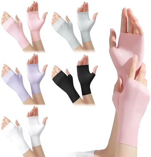 Scettar 5 Paar UV-Handschuhe Fingerlos für Damen, Sonnenschutz Mädchen Sommer Outdoor Reisen Women's