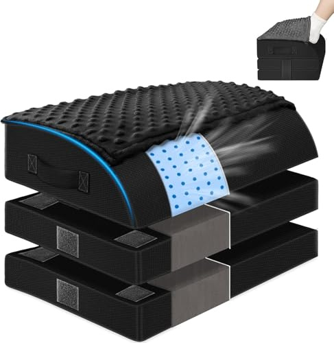 KingPavonini Repose-pieds Bureau et 3 Hauteurs Réglables, Mousse à Mémoire de Forme, Avecpochette Chauffante pour le dos, les hanches, jambes, Ergonomique pour chaise de bureau et chaise de jeu (Noir)