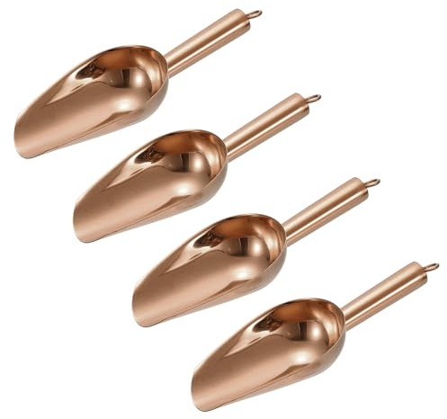 sourcing map 4pcs Metal Ice Scoop, 8.3 Inch Stainless Steel Ice Scooper for Kitchen Party Bar Wedding Use, Rose Gold