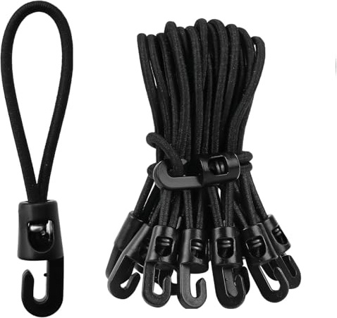 HSUYUN 10 cm Elastisches Seil mit Haken, 25 Stück Planenspanner | Zeltspanner mit Haken, Schwarz Spanngummi Kurz, für Anhängerplanen, Reisezeltstoff, Poolabdeckung