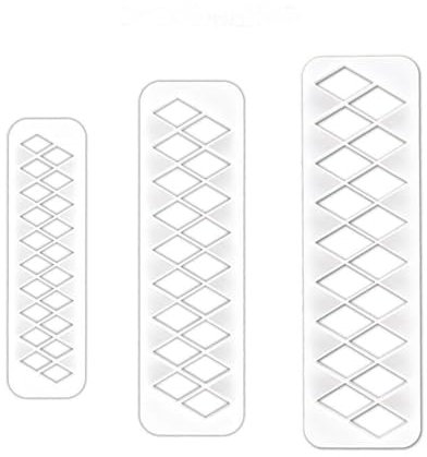 12-Piece Geometric Fondant and Cookie Cutter Set - Square, Hexagon, Fish Scale, Rhombus Shapes for Cake and Cupcake Decorating
