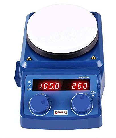 FOUR E'S SCIENTIFIC Magnetrührer mit Heizplatte 5L Magnetic Stirrer Hot Plate Mixer 100-1500RPM 280°C/ 536°F LED-Display Labor Rührer mit PT1000 Temp Sensor(Halterung nicht Einschließen)