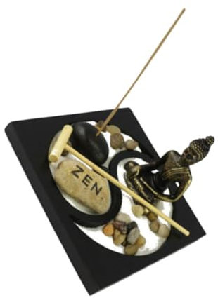 HONITANO Desktop Decoration Miniature Landscape Sands Garden Buddha Statue Meditation Zen Garden Trays for Office Random Color