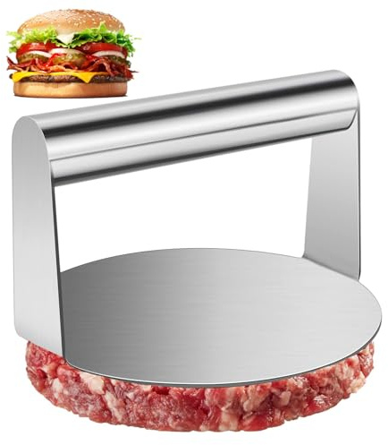 UQMIQURA Burgerpresse aus Edelstahl 304, 5,5 Zoll Smasher Hamburger Round Edelstahl Burger Pattie Press, Hamburgerpresse Grillzubehör für Leckere Hamburger, Patties, BBQ