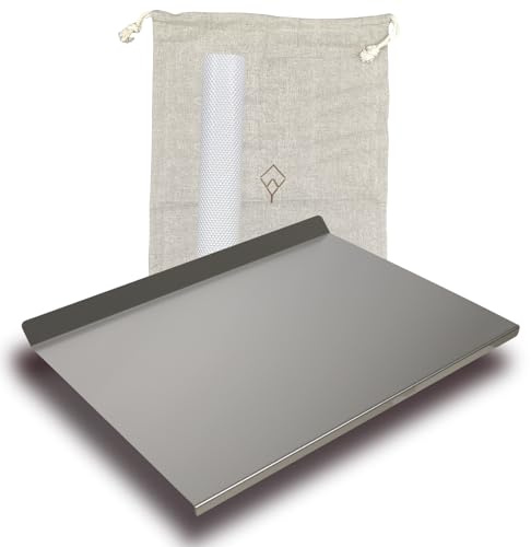 Spianatoia Impastare Inox 304, Alzatina 3 cm, Sacca, 60x45 cm | Bordo che ferma la farina contro il muro, piano largo per stendere la sfoglia, custodia in cotone