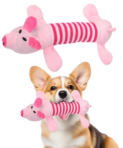 JUGUTA Anti Stress Schwein Für Hunde, Kuscheltier Hund, Gestreifte Plüsch-Schwein Für Kleine Und Große Rassen, Stressabbau Für Hunde, Anti Stress Hund