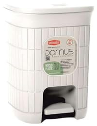 Stefanplast Pattumiera da Bagno Domus, Plastica Rigenerata Bianco Polvere, 6L, Apertura a Pedale, Design Elegante, 20,5x20,5x28 cm