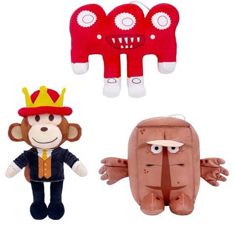 3-Pack Steal a Brainrot Plush Set – Jandel The Monkey,Block Uncle & Red Saw-Mouth (11.8-Inch) – Soft Huggable Decor Pieces for Rooms & Relaxation