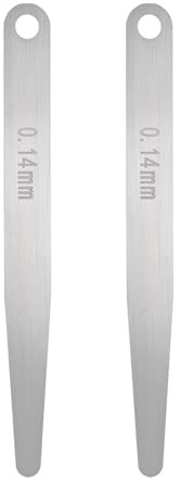 QUARKZMAN 2 Pezzi Spessimetro Metrico 0.14mm Lama Singola Spessimetro Ovale | Acciaio Inox 304, Per Riparazione Valvola Chitarra Spark Plug, Strumento Di Misurazione