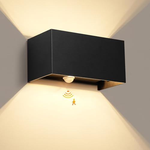 Aussenlampe mit Bewegungsmelder, mit Austauschbarer G9 LED Lampe, 3000K | Aluminium Außenwandleuchte, Einstellbarer Lichtstrahl, Warmweiß, IP54 Wasserdichte, Auf und Ab, für Wohnzimmer Garten
