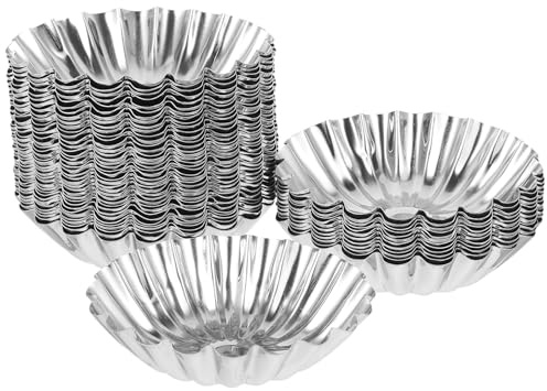 HOMSFOU 50 Moules à Tartelettes en Acier Inoxydable 430, Grand Modèle Polygone, Moules à Pâtisserie Multifonction pour Tartes, Cupcakes et Desserts, Ustensiles Cuisson Maison,