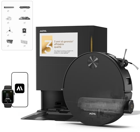 Mova S70 Roller Saug- und Wischroboter, Frischwasser-Wischen, 28.000 Pa, DToF+Linienlaser Hindernisvermeidung, 90mm flach, ausfahrbarer Mopp, 80°C Heißwasser-Selbstreinigung, 75°C Trocknung