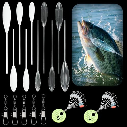 KEUGT Forellen Angelzubehör Set,17 STK Praktisch Spirolino Forelle Set | 5 X Spirolino Sinkend 5 X Sbirolino Schwimmend (6/8/10/15/20g) 5 X Dreifachwirbel & 2 Schnurstopper Angeln für Seichter