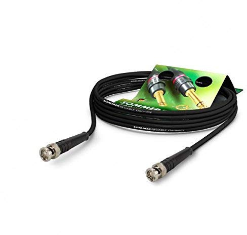 Sommer Cable Video 75 Ω – HD/3G/6G12-SDI / 4K-UHD SC-Vector 0,8/3,7 ausgestattet mit BNC/BNC 6G Hicon Schwarz (25 m) – Made in Germany by