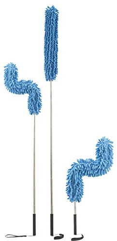 Sichler Haushaltsgeräte Staubwedel lang: 3er-Set Formbare Mikrofaser-Staubwedel mit Teleskop-Griff, bis 135 cm (reinigen, Microfaser, extra)