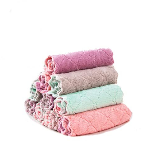 Dusenly 10 Pack Microfibre Dish Cloth Ultra Absorbent Soft Kichen Cloth Towels for Washing Dish Rags Fast Drying Cleaning Towels, Random Color