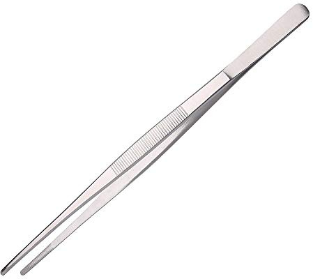 Aniso long tweezers with precision serrated kitchen tweezers tongs for barbecue and hand-made stainless steel cooking tweezers（8 inches）