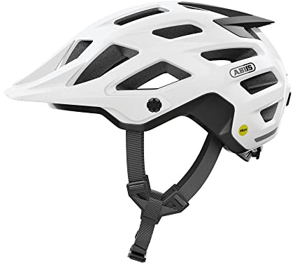 ABUS MTB-Helm Moventor 2.0 MIPS - Fahrradhelm mit Aufprallschutz für den Geländeeinsatz auf dem Mountainbike - All-Mountain-Helm für Damen und Herren - Weiß Glänzend, Größe M
