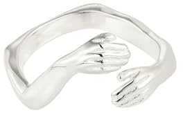 Umarmender 925 Sterling Silber Ring - Offen, Verstellbar, Hug - Geschenkidee