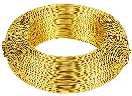 0,6 mm/ 0,8 mm/1 mm/ 1,5 mm/ 2 mm/2,5 mm/3 mm biegsamer Aluminiumdraht for die Schmuckherstellung, DIY-Halskette, Armband, Handarbeit, Perlendraht (Color : Golden, Size : 1.5mm About 100m)