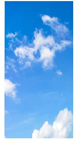 Fensterfolie 3D Fensterfolie Selbstklebend Blickdicht Statische Folie ohne Klebstoff Sichtschutz Milchglas Fensterfolien Büro und Zuhause Dekofolie Anti-UV 90x200 cm - Blauer Himmel Und Weiße Wolken