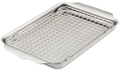 Hestan Provisions OvenBond – 9 x 12.5 Tri-ply Clad Stainless Steel Quarter Sheet Pan with Rack