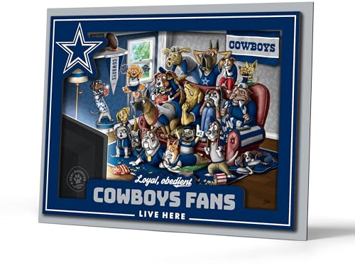 YouTheFan Officially-licensed NFL Dallas Cowboys Purebred 3D Wall Art - Humorous original hand-drawn cartoon artwork, multi-layer, funny gift, indoor team decor