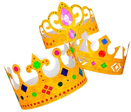 W WIDMANN MILANO Party Fashion 01518 – Kronen aus Pappe für Kinder zum Basteln, bemalen, Dekorieren für Kindergeburstag und Karneval. 6 Stück, in 3 verschiedene Modelle