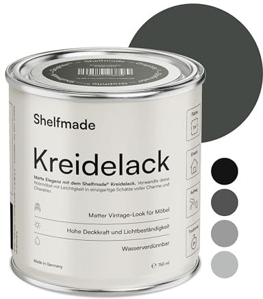 shelfmade Kreidefarbe grau - Anthrazitgrau - Holzlack, Holzfarbe rosa DIY - Kreidefarbe für Holz, shabby chic - Farbe für Möbel, Chalk Paint - Kreidefarbe für Möbel matter Look