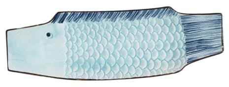 Zerodeko Plato de sashimi de pescado bandeja de joyería para mini postres platos decoración plato multiusos plato en forma de pez personalidad Sushi alimento plato de pescado placa cerámica