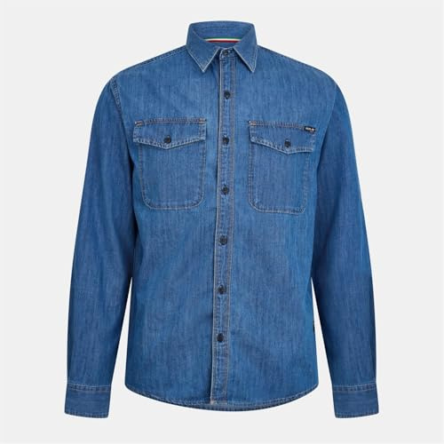 replay jeansskjorta för män, 009 medium blå, M